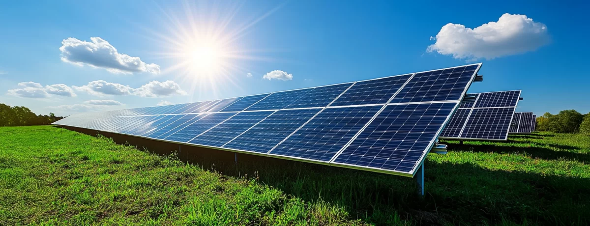 Paneles solares instalados para un proyecto de energía